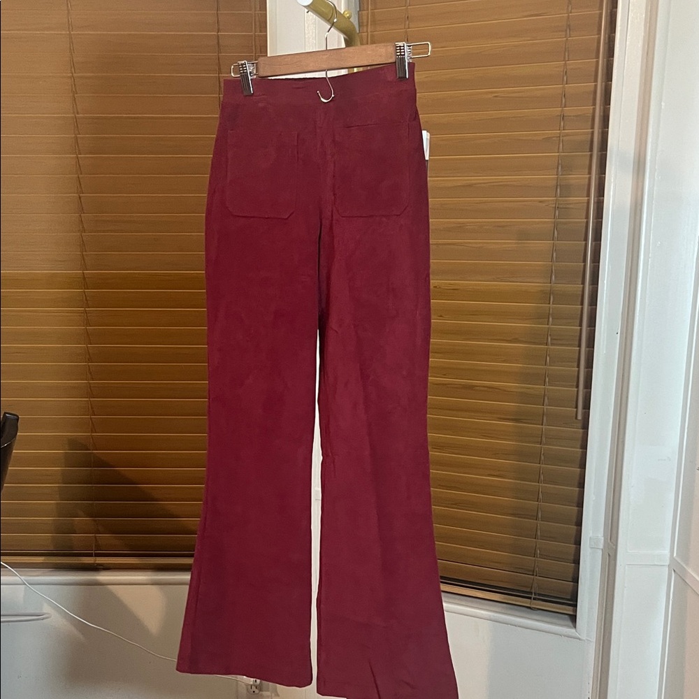 Self E Burgundy Wide Leg Corduroy Pants